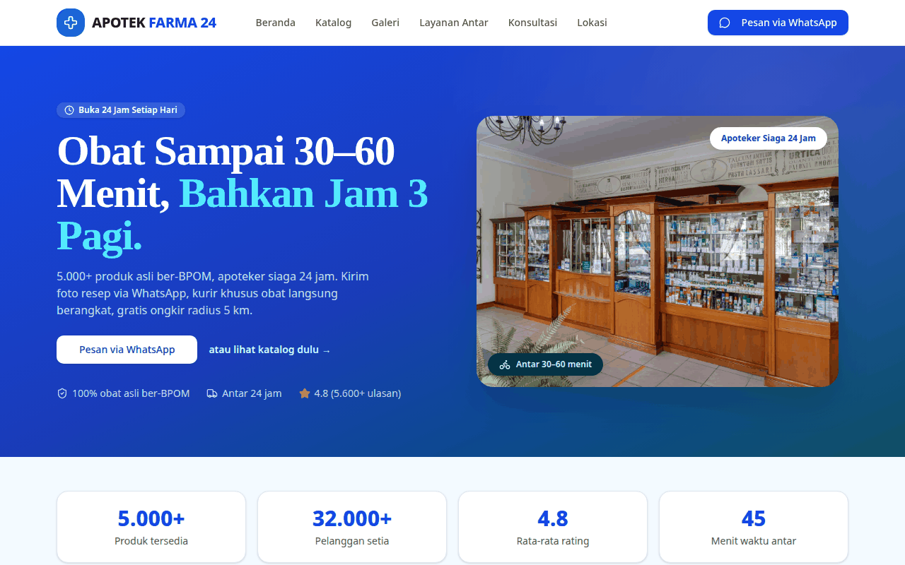 Cuplikan layar template APOTEK FARMA 24 dari TemplatKu