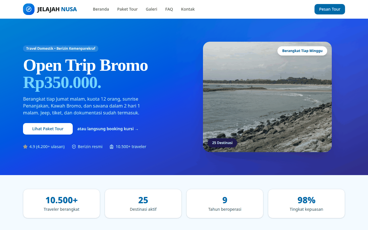 Screenshot JELAJAH NUSA TRAVEL